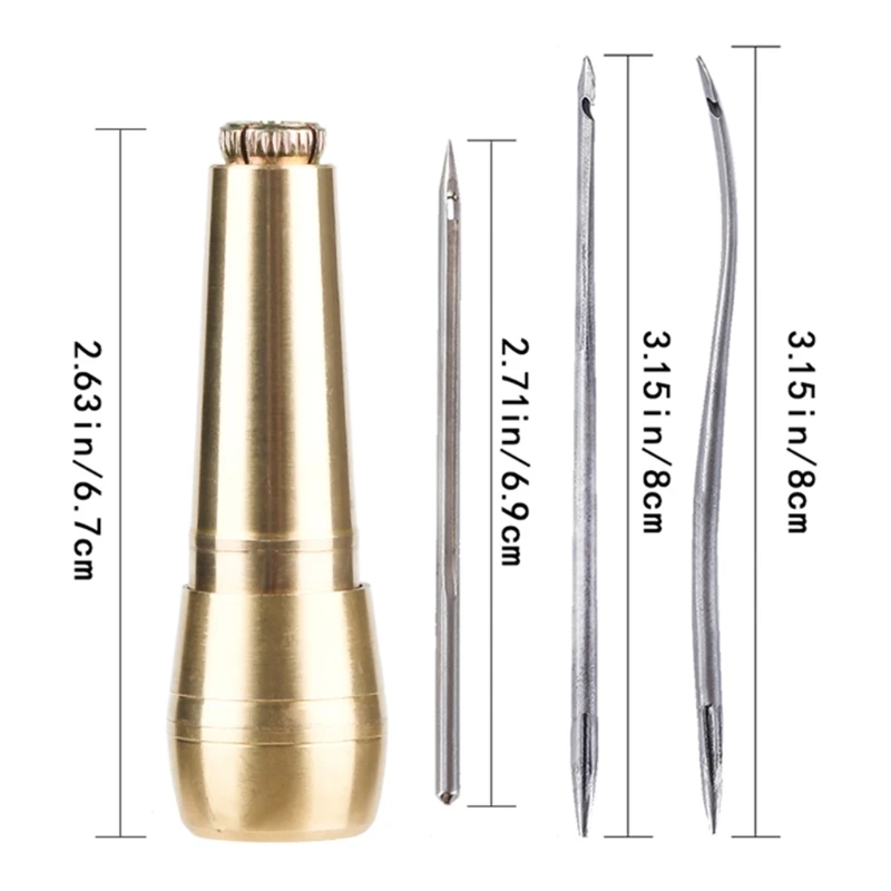 4pcs Canvas Leather Sewing Awl Needle with Metal Handle Stitch Shoes Repair Tool