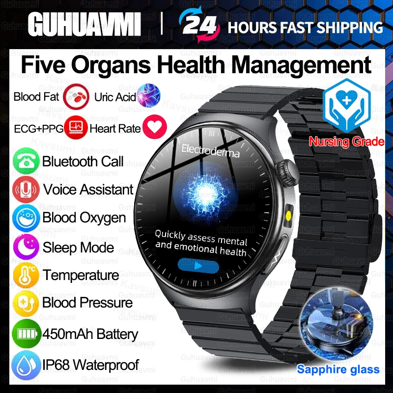 

2026 New ECG+PPG Clock Women Men Precise Blood Lipids Uric Acid Blood Pressure Body Analysis BT Call LED Flashlight Smartwatches
