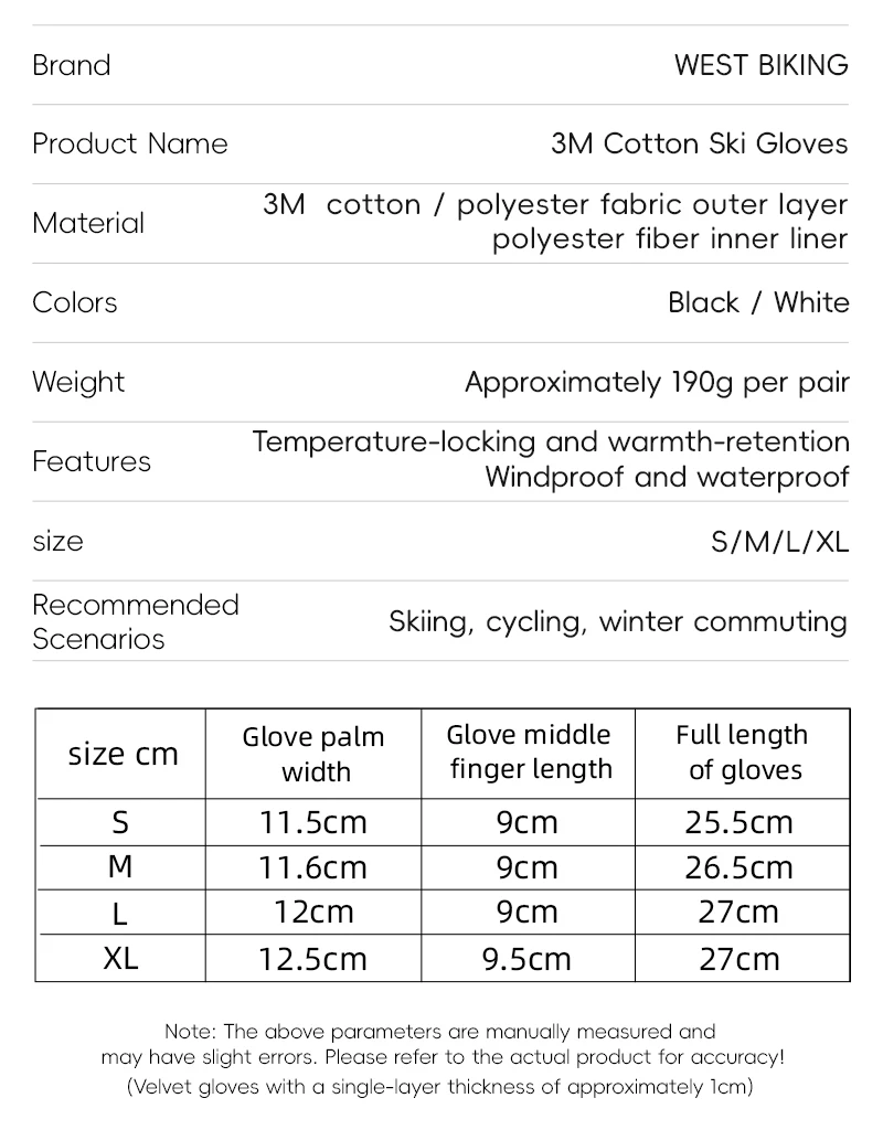 WEST BIKING Skihandschuhe Wasserdicht Dickes Fleece Thermische Winter-Fahrrad-Motorradhandschuhe Touchscreen-fähig Rutschfest Warme Handschuhe für Männer und Frauen – Detail 3