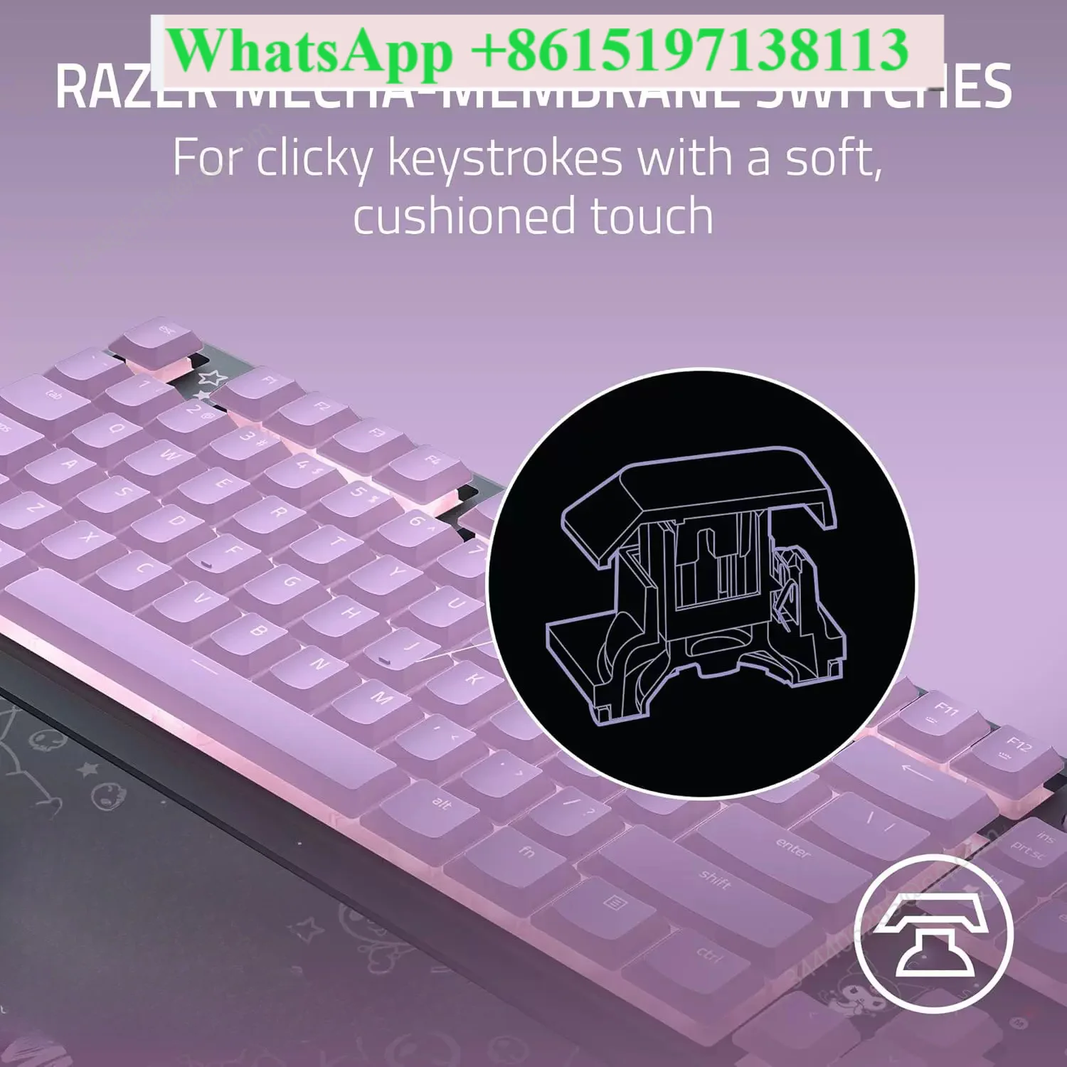 Ornata V3 TKL wired gaming keyboard, mechanical feel RGB Kuromi version