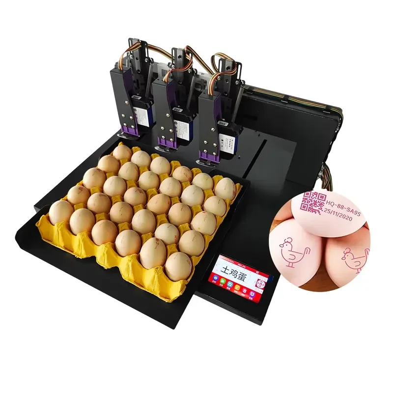 High-quality 12.7mm Triple-head Egg Expiry Date Printer for TIJ2.5 Online Shelf Life Date Batch Number Printer Machine