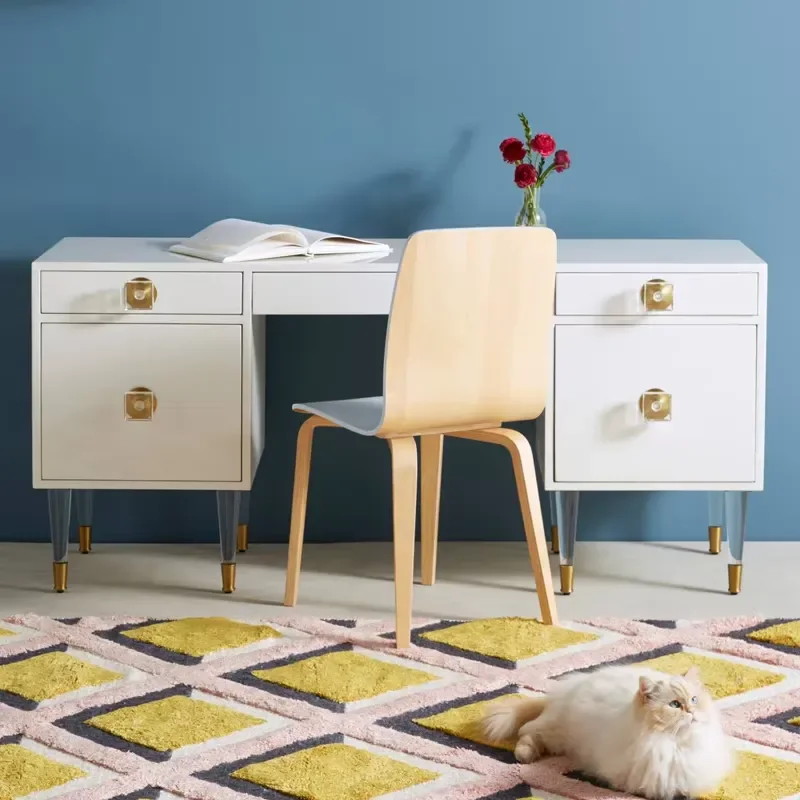 Ben Room Dressing Table Modern Foldable Wooden Makeup Vanity Lighted Standing Storage Drawers