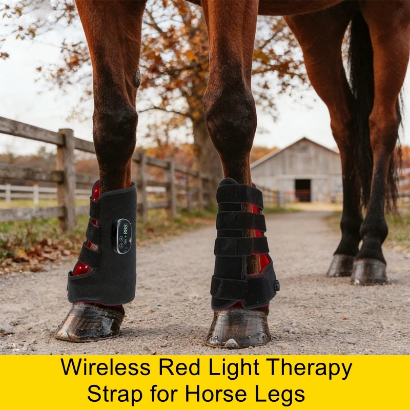 Red Light Therapy Device for Horse Legs: Large-Size Pet Infrared Muscle Recovery Bandage and Knee Brace with Therapy Light