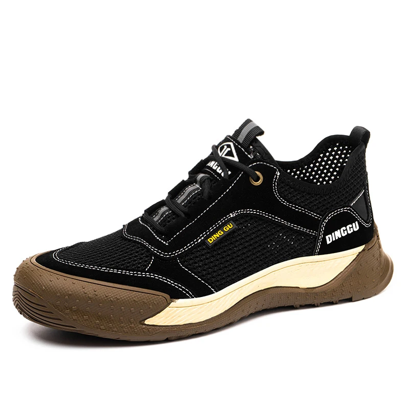 mens fashion steel toe covers work safety shoes summer breathable worker sneakers brand designer security boots protect footwear