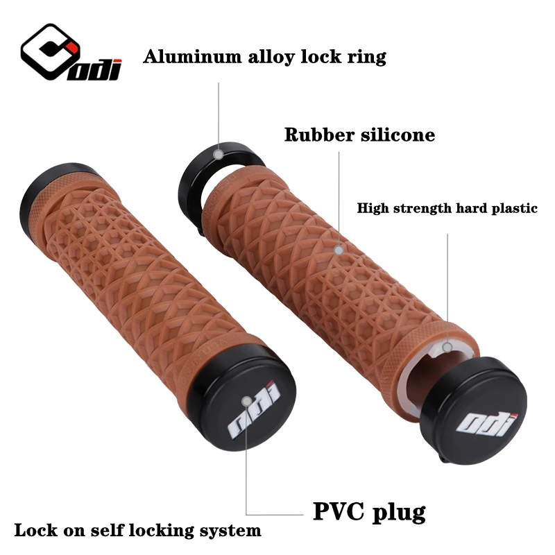 ODI Van Bicycle Handlebar Grips Sillicone Lock-On Anti-slip Shock Absorption MTB Double Lock Ring for BMX Folding Bike Parts