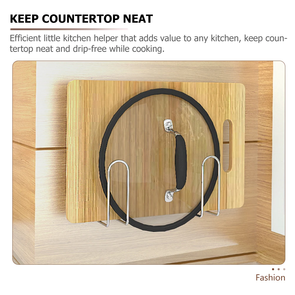 

4Pcs Wall Mounted Pot Lid Rack Kitchen Organizer Punch-Free Stainless Steel Rustproof Lid Holder for Cutting Board Storage