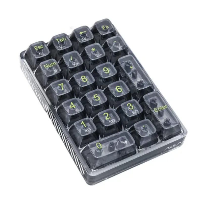 Hot Swappable Transparent 21-key Digital Numpad 3-Mode Bluetooth Wireless Custom Mechanical Keypad For Work