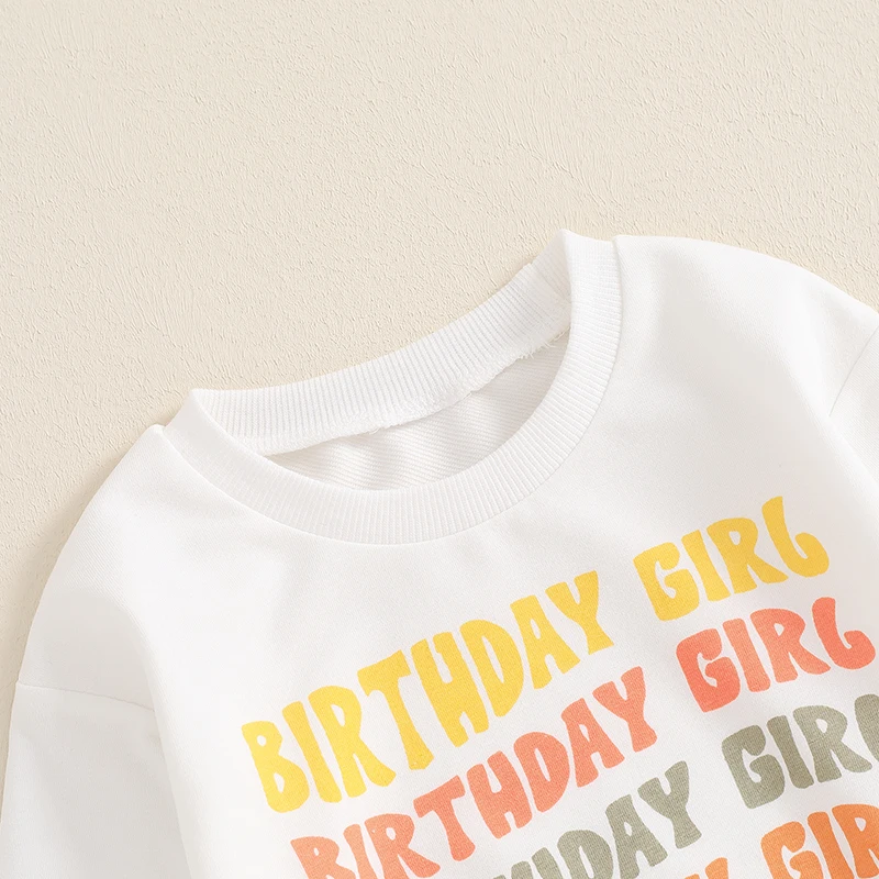 Traje de cumpleaños para niña pequeña, sudadera de manga larga con estampado de letras y falda de tul arcoíris, conjunto para bebé, ropa bonita de otoño