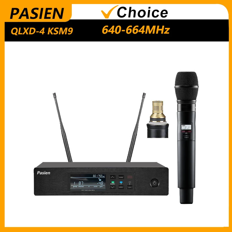 PASIEN QLXD4 Professional Wireless Microphone System KSM9 Condenser Capsule UHF Remote Professional Performance Presentation