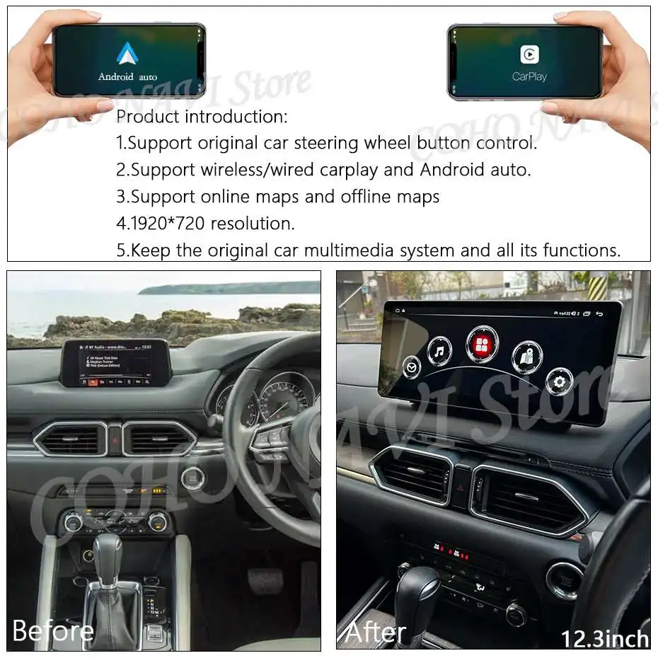 12.3 Android 14 Car DVD Player for Mazda CX-5 CX-8 2017-2024