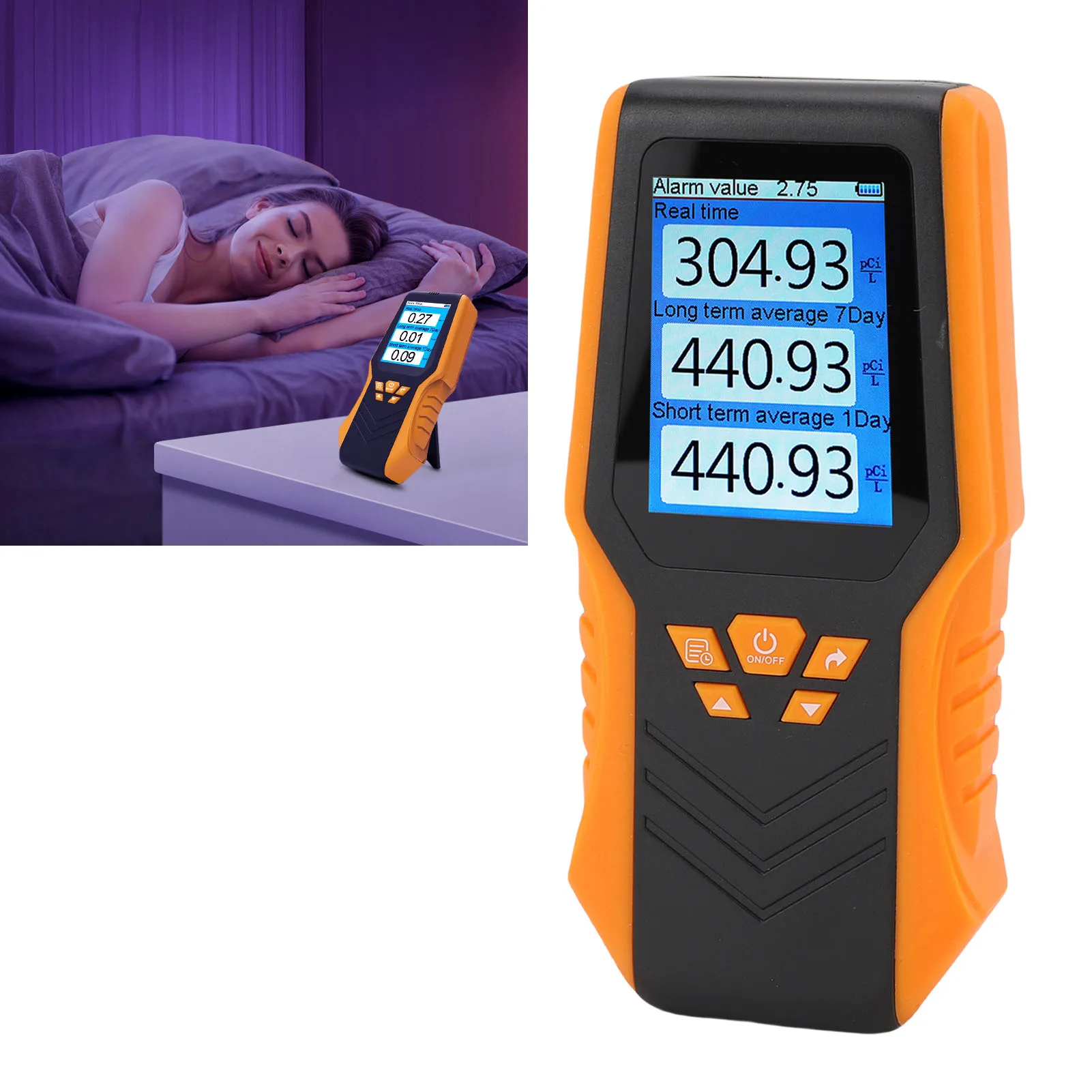 Handheld Radon Detector Accuracy Real Time Long Short Term Average LCD Display Radon Test Kit for Home School