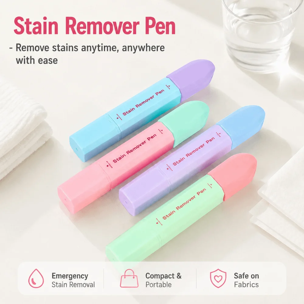 New 12ml Stain Remover Pen With Brush Head Instant Oil Remover Stick Double Head Portable Emergency Stain Remover Clothes Care