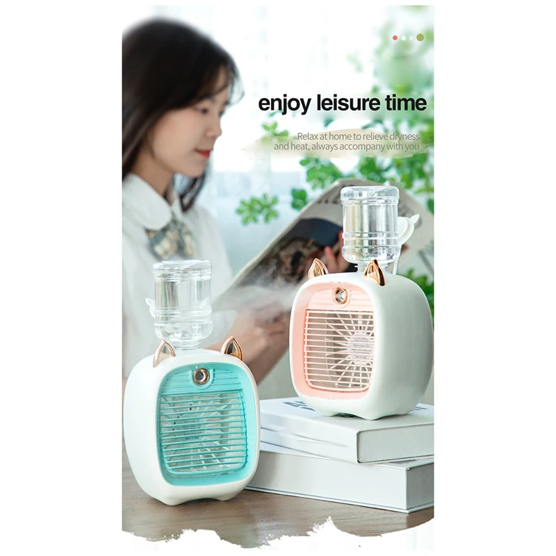 Portable Mini Air Conditioner Fan 3 Speed 2 Mode Spray Cooler For Office Home Cool Fan B Blue White