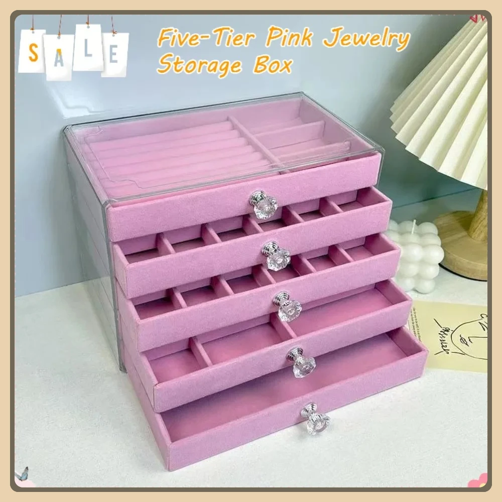 

Hot Item: Pink Five-Layer Jewelry Storage Drawer, Dustproof Organizer for Earrings and Bracelets, Jewelry Display Box