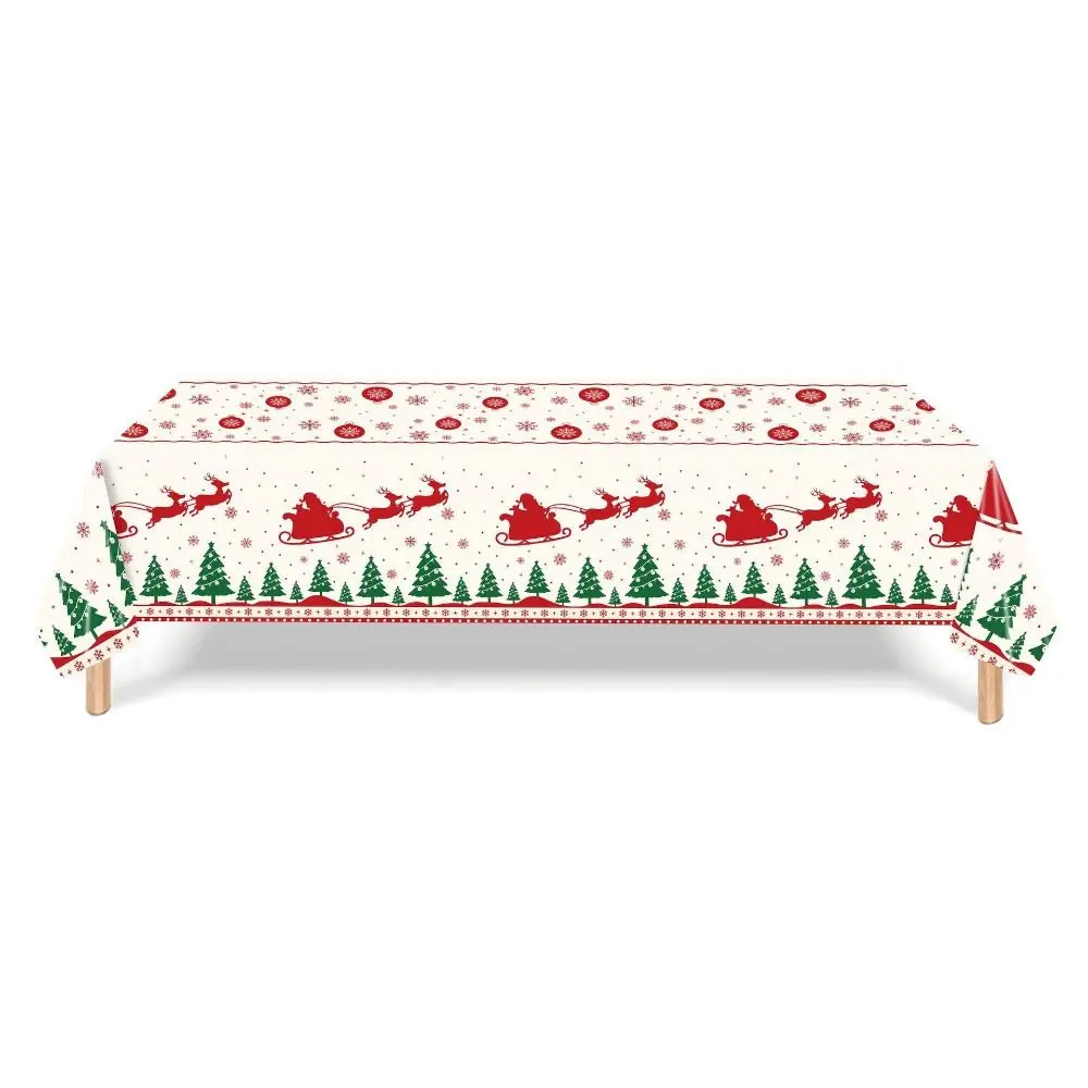 

Plastic Christmas Tablecloth Disposable Snowman Design Disposable Tablecloths Bronzing Snowflake Pattern Table Cover
