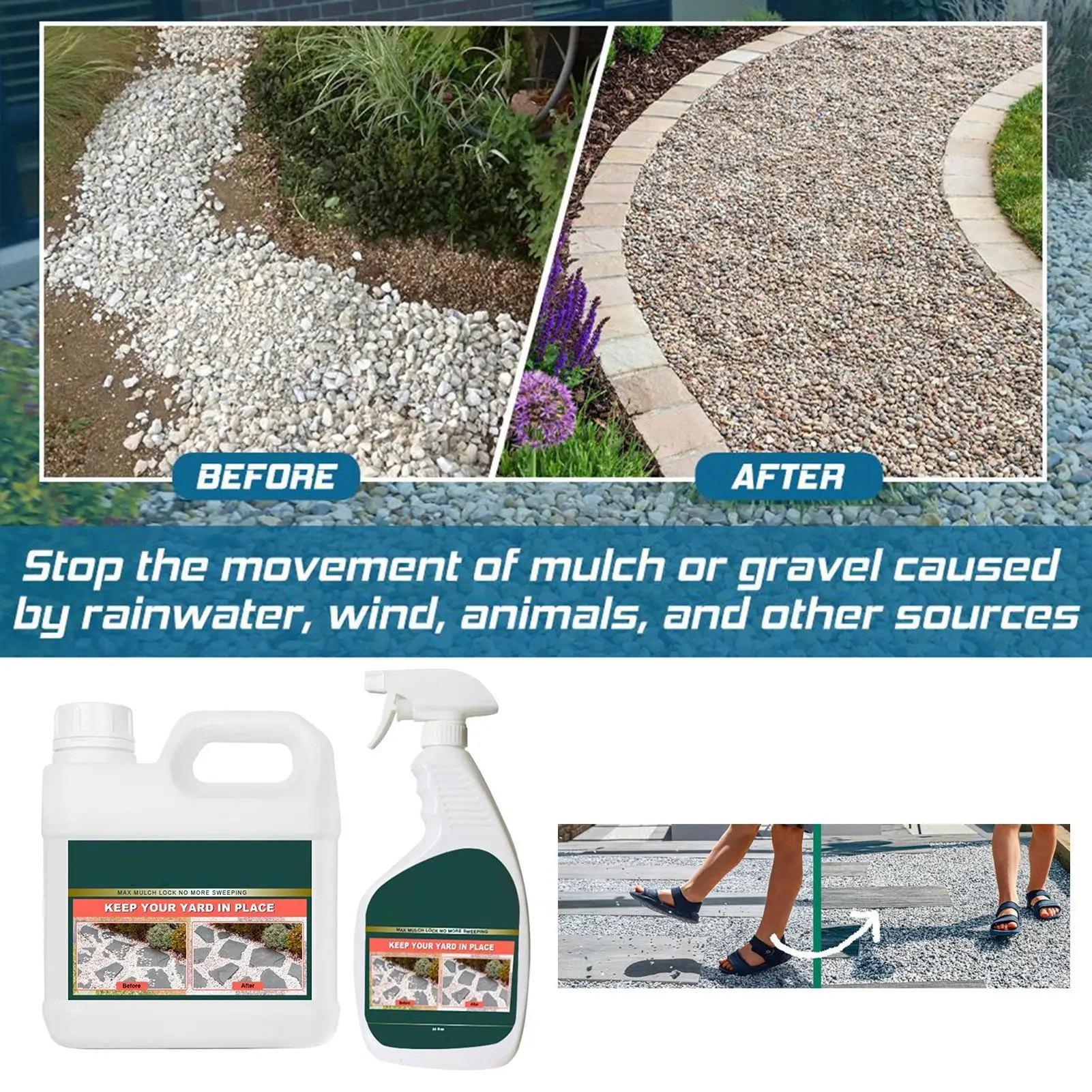 Rock Glue Strong Stone Adhesive Gravel Binder Invisible Bonding Agent Natural Pathway Pebbles Landscaping Garden Driveway Repair