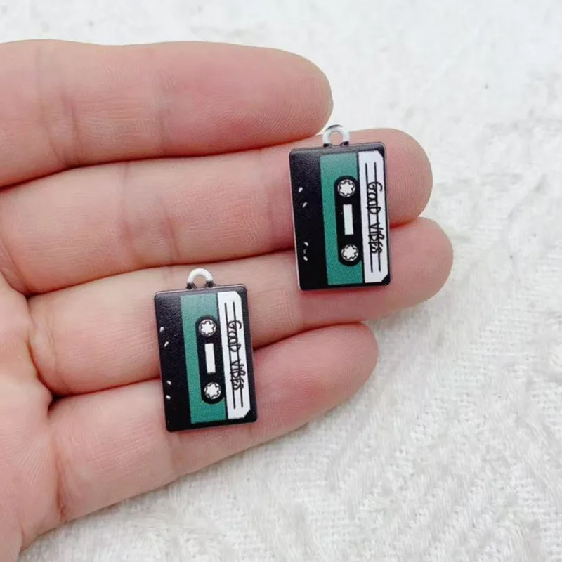 10pcs alloy jewelry accessories, oil drop printed magnetic tape pendant pendant, retro series, handmade DIY earrings, bags and s view 5