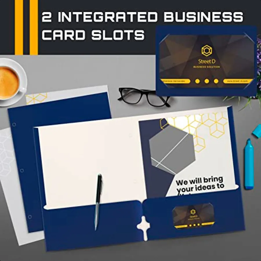 Two Pocket Portfolio Folders 50Pack Blue Letter Size Paper Folders 50 Pieces Blue