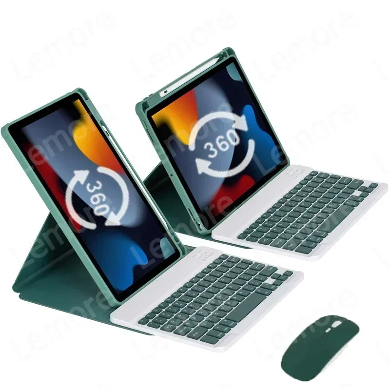 360 °   Capa de teclado acrílico de rotação com slot para lápis para iPad A16 11a 10a 9a 8a 7a geração Pro 10.5 Air 11 Air 5 4 3