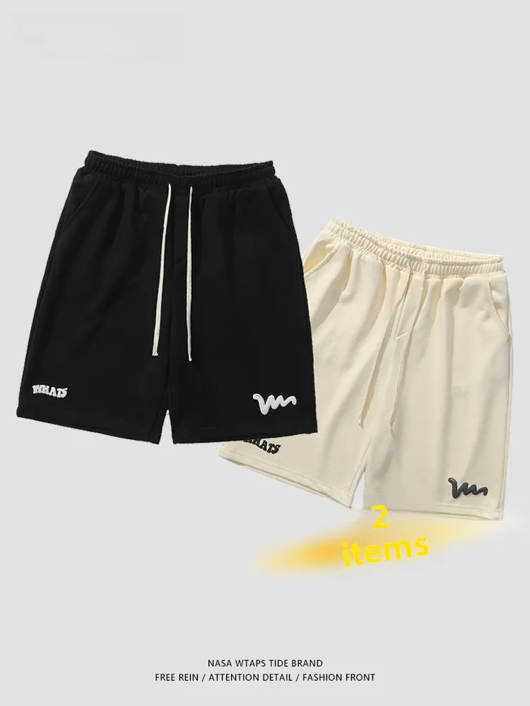 

WTAPS Men's Loose Fit Baskeall orts Summer Casual Beach Pants Cotton Youth Faion Breathable Lightweight Straight Leg