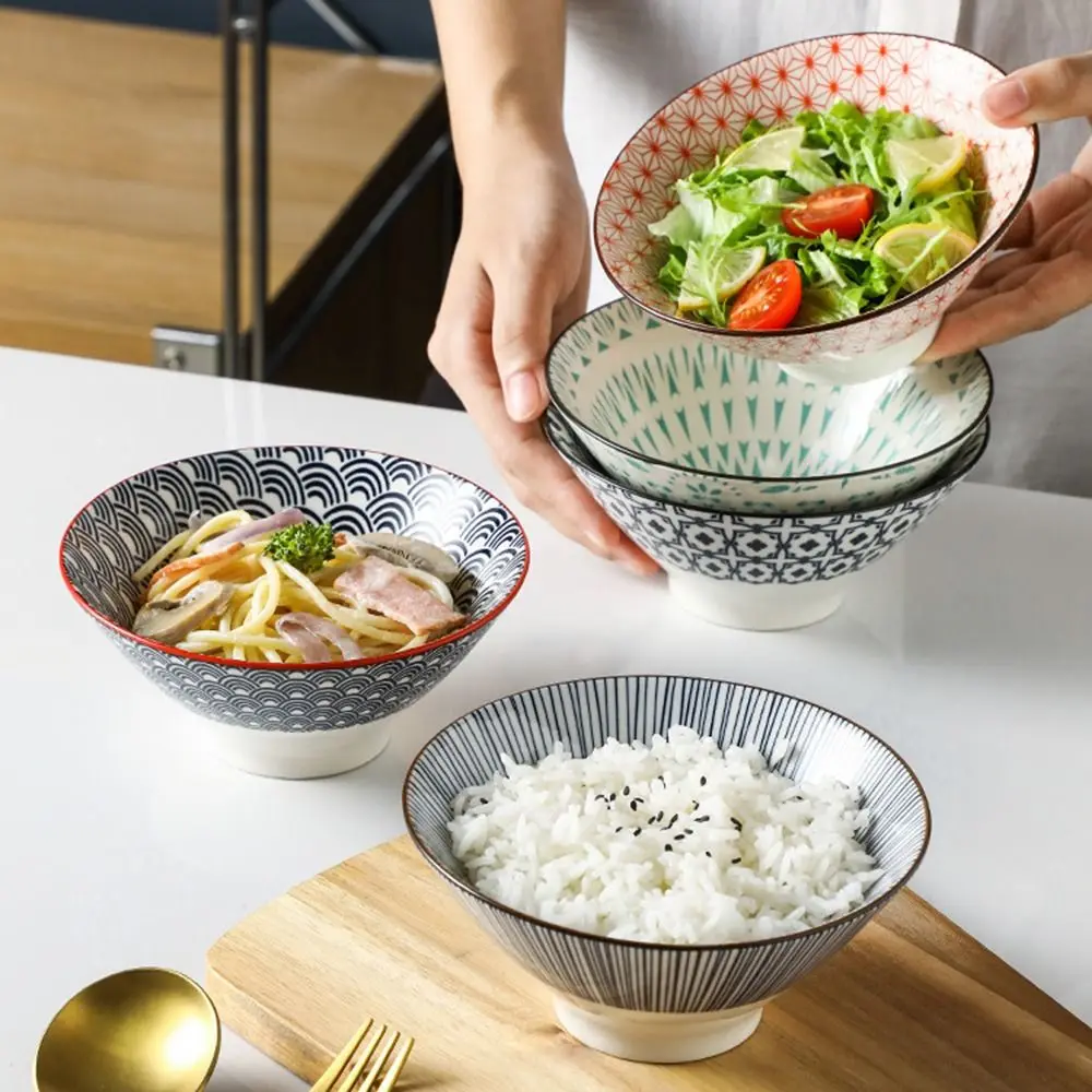 Nordic Style Japanese Rice Bowls 5.5Inch Ceramic Small Soup Bowls Durable Dishwasher&Microwave Safe Noodle Bowls Ramen