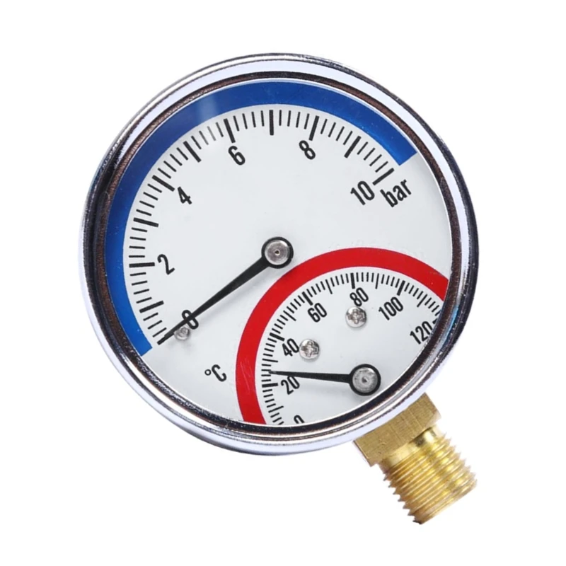 Q2Q4 G1/4 Pressure Gauge Temperature Lower Mount for Floor Heating System