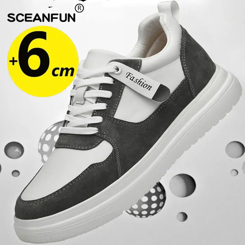 

Men's casual shoes luxury sneakers 6cm high quality genuine leather cowhide genuine leather trainers thick shoes size 37-43