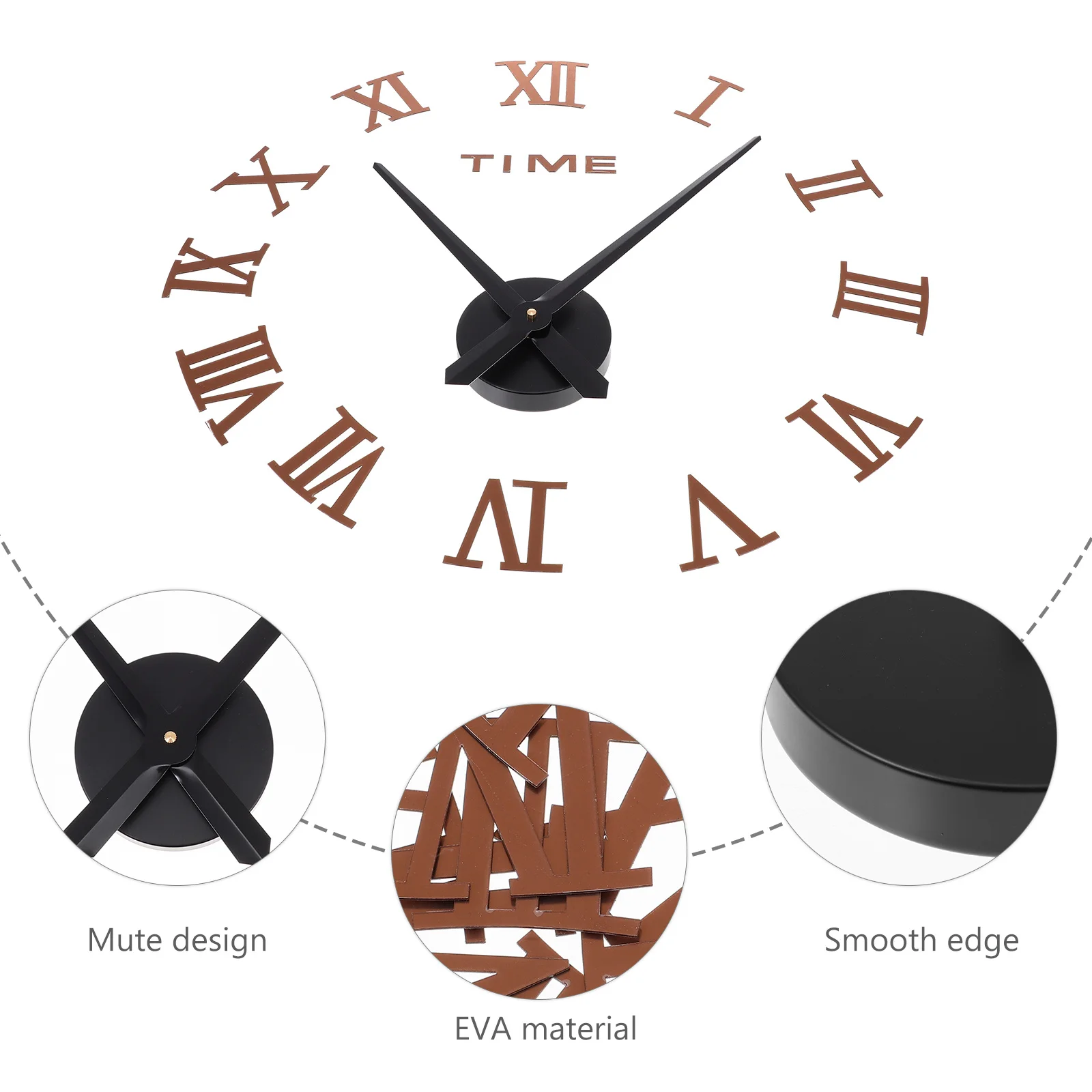 

Rustic Decor 3D Wall Clock Mute Office DIY Hanging Sticker Decoration Simple for Bedroom Home