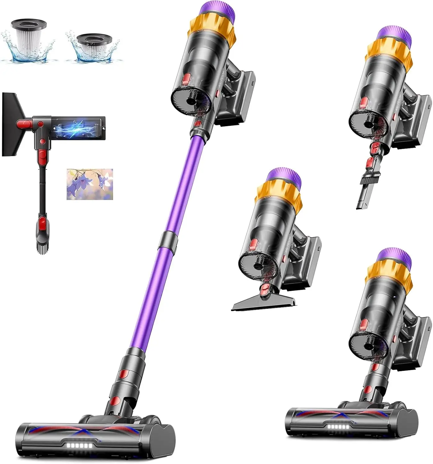 

650W Cordless Vacuum Cleaner, 55KPA Suction, 70 Min Runtime, Self-Standing with Charging Dock for Pet Hair & Carpets