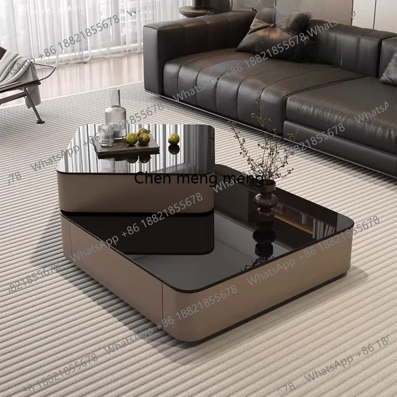 Mesas de centro de lujo RR Drawers, mesas de centro nórdicas de cristal premium para sala de estar, mesas auxiliares grandes giratorias para libros, muebles para el hogar.