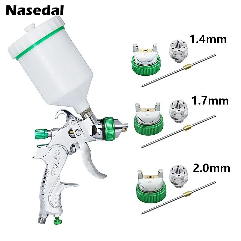 Spray Gun Airbrush Nasedal HVLP 600ml Cup 1.4Mm 1.7Mm 2.0Mm Gravity Airbrush nozzle needle for Painting Car Furniture Wall