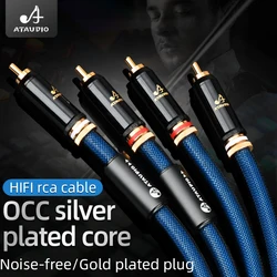 Para Hifi kabel Audio rca occ srebrny platerowane Rca kabel połączeniowy z samozamykające pozłacane wtyczka RCA