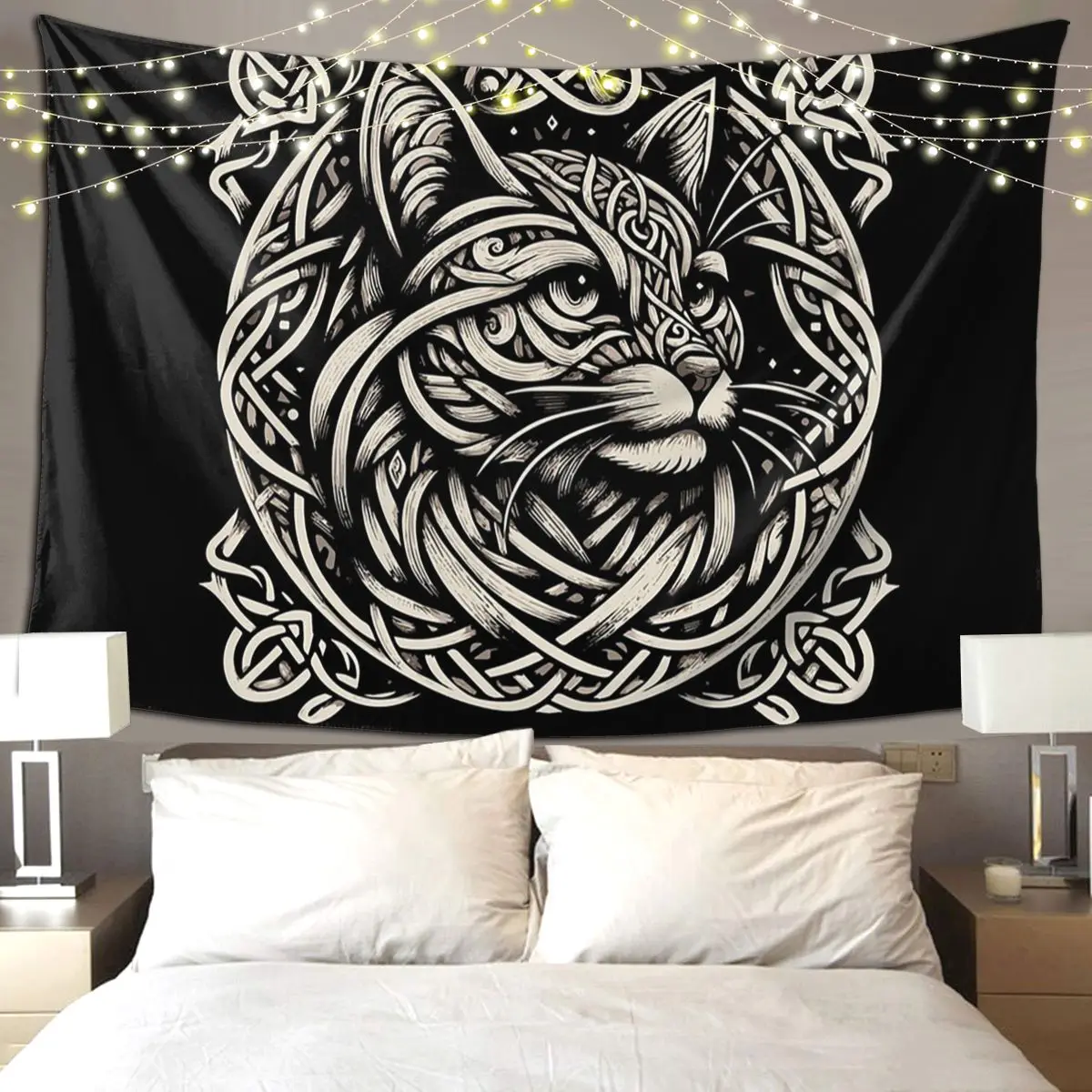 

Celtic Knot Cat Tapestry Art Wall Hanging Aesthetic Home Decor Tapestries for Living Room Bedroom Dorm Room