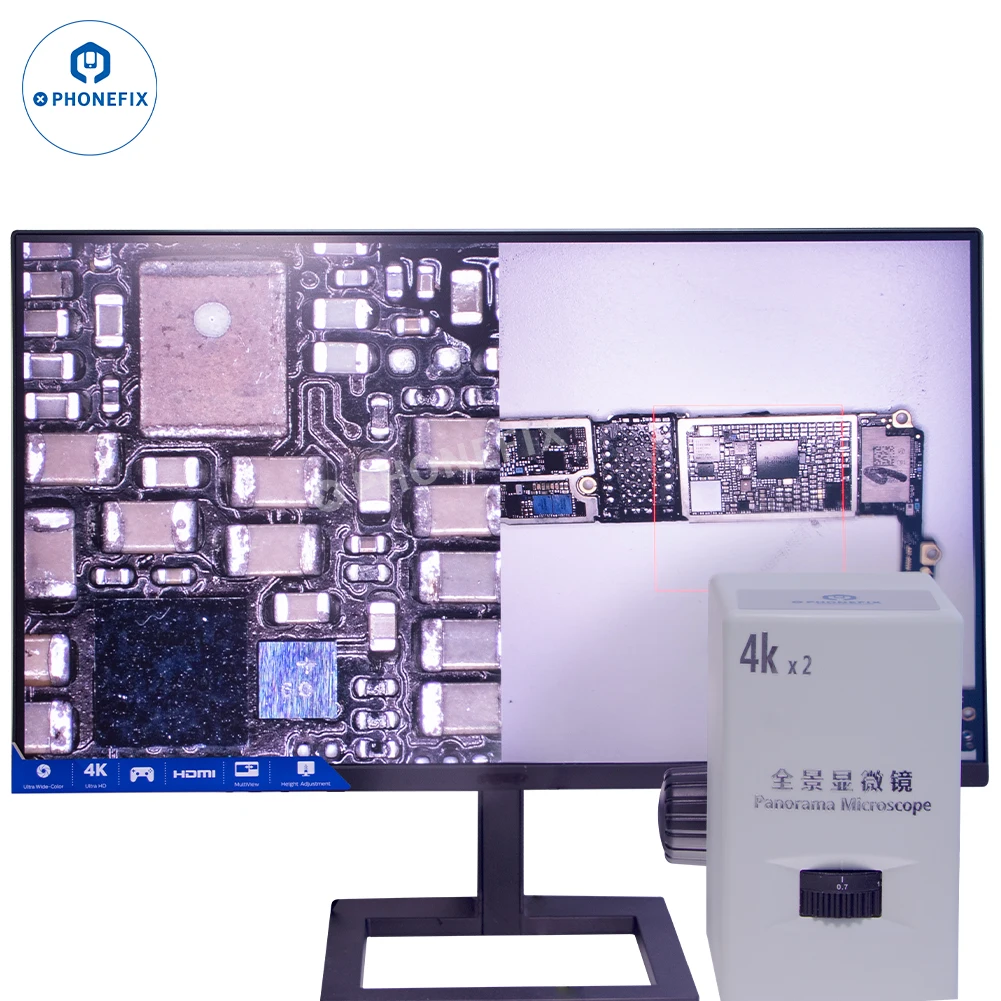 2024 مزدوج 4K/2K HDMI USB مجهر بانورامي جزئي عرض كامل صورة متزامن لأبحاث مختبر اللحام الإلكتروني