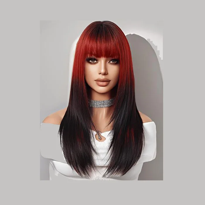 Popular And Exquisite Black Blue Mixed Color Design With Large Wavy Curly Hair, Daily Personalized Hairstyle Wig