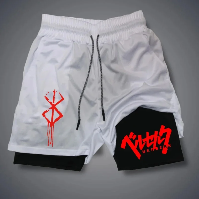 2026 New Printed 2-in-1 Men's Sports Shorts with Mobile Pocket Gym Quick drying Shorts Running Shorts Street Basketball Outdoor