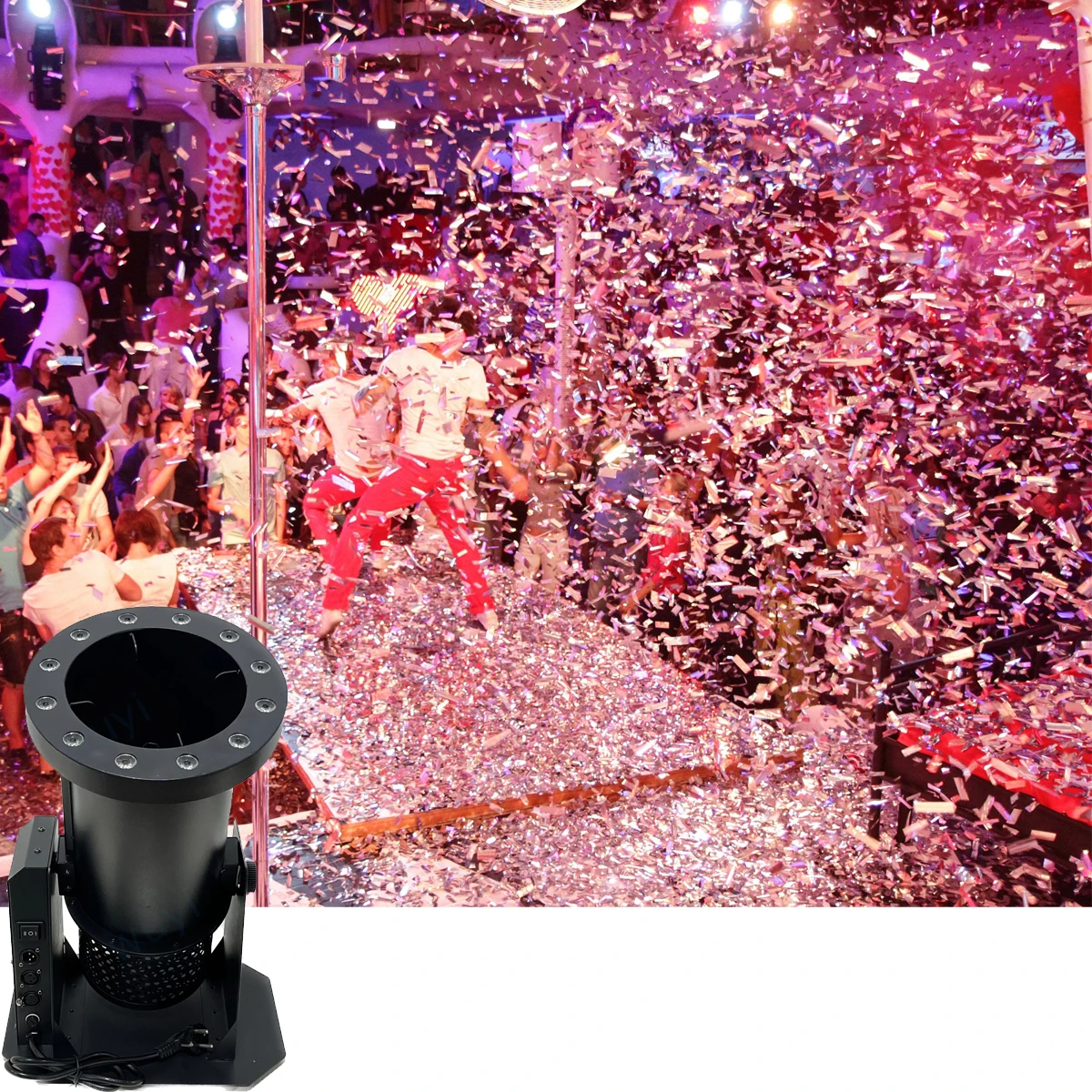 Imagem -02 - Máquina Led Confetti Canhão Spray Streamer de Papel Fita Blower Lançador Tiro Dmx512 Controle de Poder para o Clube Festa Palco