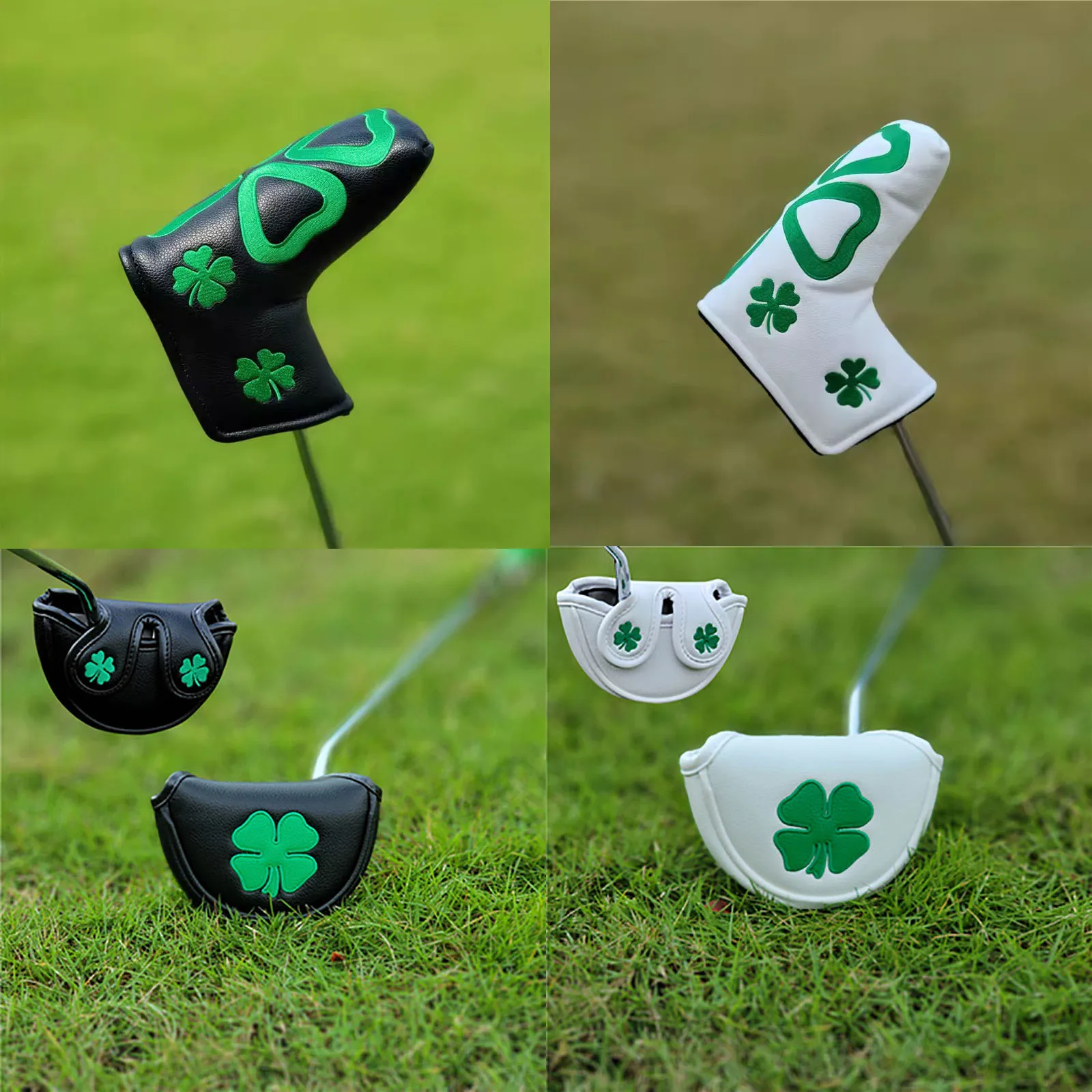 1pcs Manget Golf Putter Cover PU Leather Blade Mallet Golf Mid Mallet Putter Club Head Cover Four Leaf and Skull Star Pattern