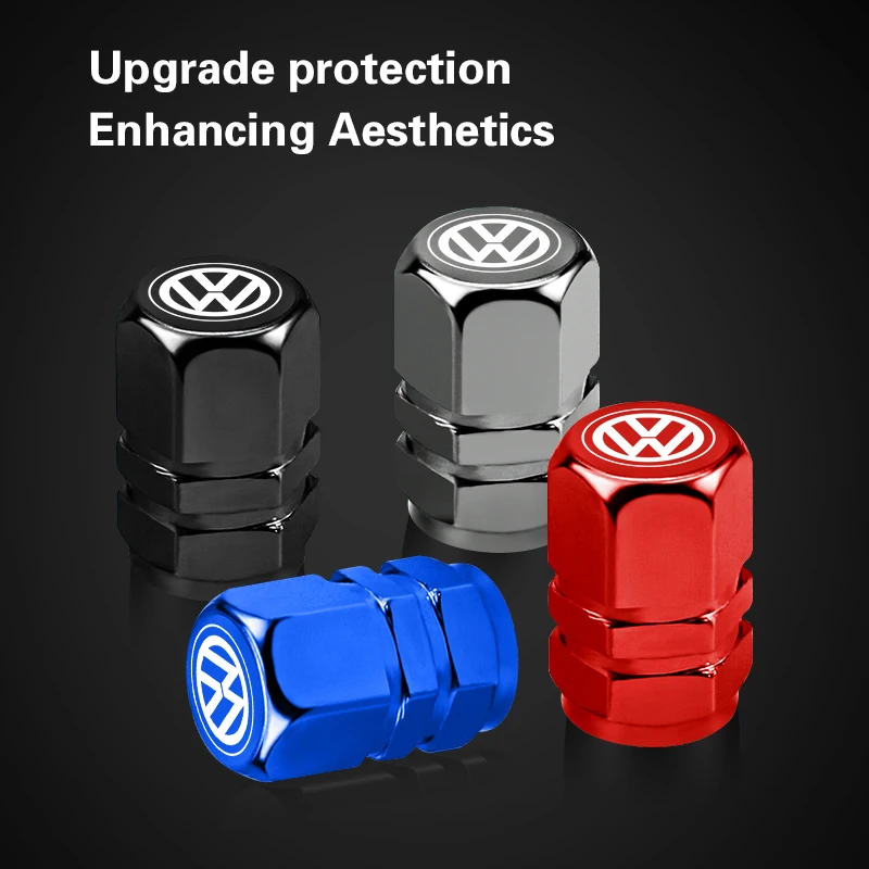 Car Tire Valve Caps Emblem Metal Cap Case Dust Covers Accessories For Volkswagen Jetta Golf Passat Polo Tiguan Arteon Touareg CC