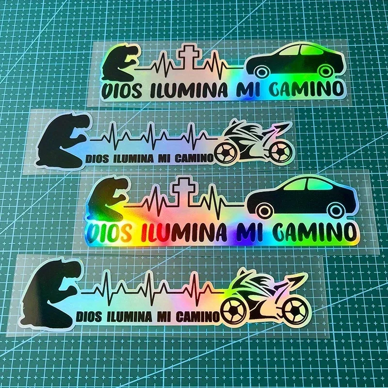 

1 шт., испанская религиозная наклейка «Dios Ilumina Mi Camino», автомобильная наклейка, мотоциклетная наклейка для внешнего вида мотоцикла и вдохновленная веррой