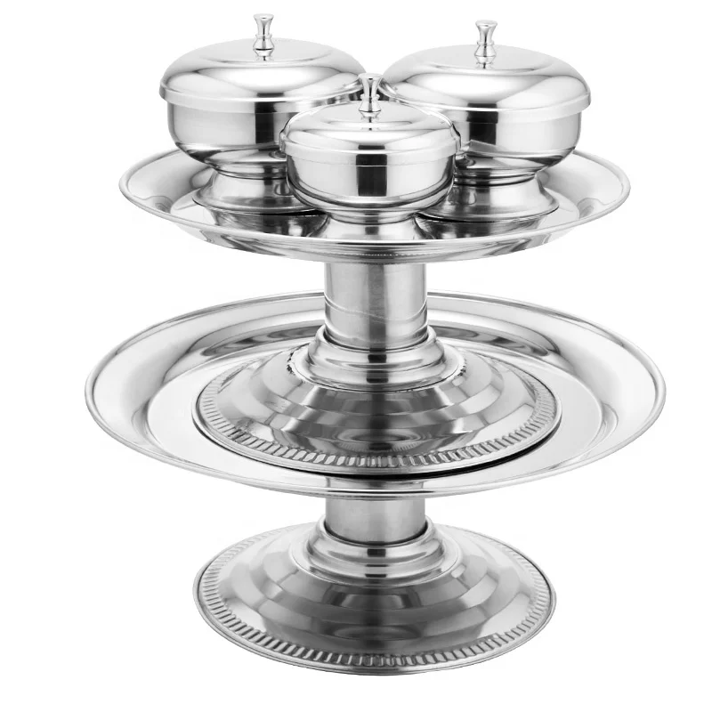 Kitchenware Stainless steel granite fruit tray, cake tray with covered sugar bowl