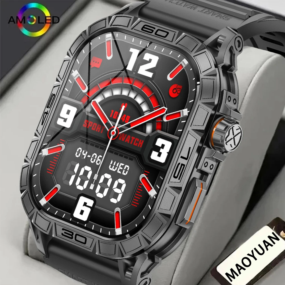 

Men's Military Smart Watch 1.96-inch AMOLED Screen 410 * 502 Bluetooth Call 5.0 Durable Sports and Fitness Smart Watch 2024