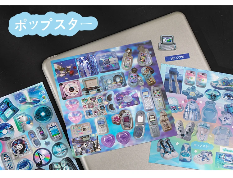 20/30 Blatt Kawaii Ins Cyber Illusion & Vintage Starlight Ausgestanzte Aufkleber DIY Scrapbooking Deko Journal Schreibwaren Sticker – Detail 11