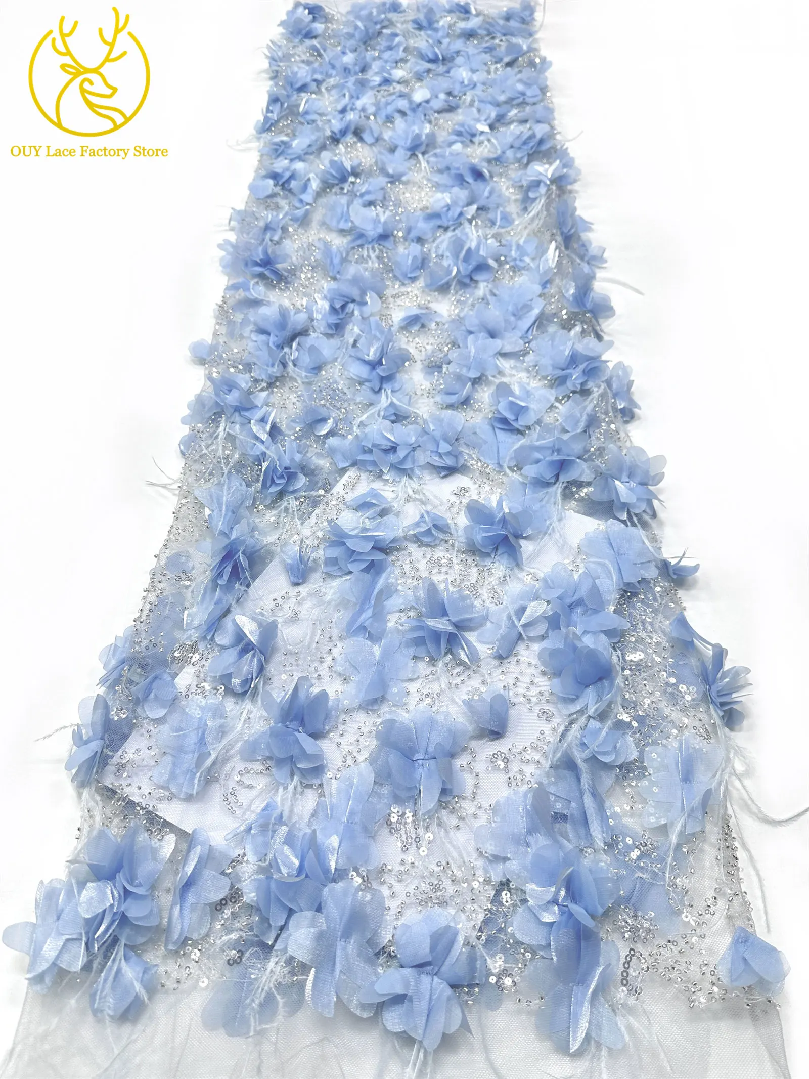 Exquisite 3D-Applikation Französische Pailletten Tüllspitze 2026 Hochwertige Perlenbesetzte Afrikanische Spitze Rotes Nigerianisches Hochzeits-Abendkleid – Detail 15
