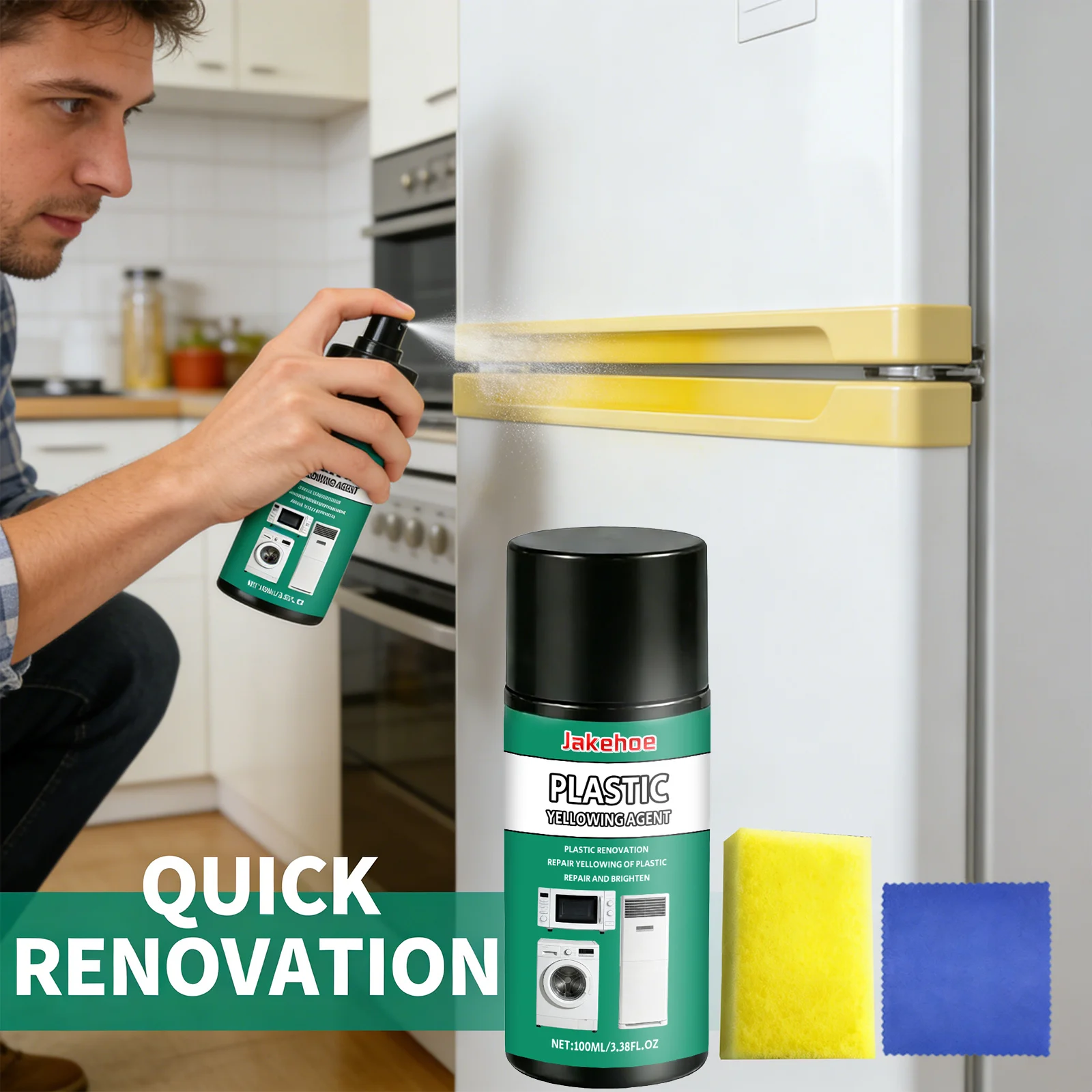 

Plastic Parts Yellowing Cleaner Clear Stains Repair Yellowing Plastic Renovation Brightening Household Appliances Car Light Care