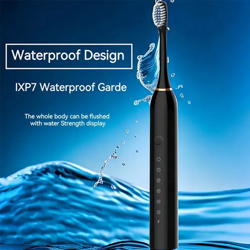 Black Series Ultra Whitening Toothbrush-4 Brush Head and USB Rechargeable Ultrasonic Toothbrush