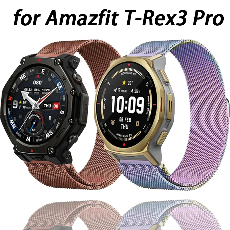 22/20mm Metall-Milanese-Armband für Amazfit T-Rex3 Pro 44-48mm Magnetisches Armband für Amazfit Active 2 Square/Bip 6/Balance 2/Helio