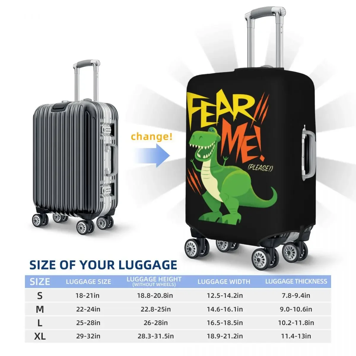 Custom Toy Story Rex Travel Luggage Cover Dust Proof Suitcase Cover Protector Fit 18-32 Inch