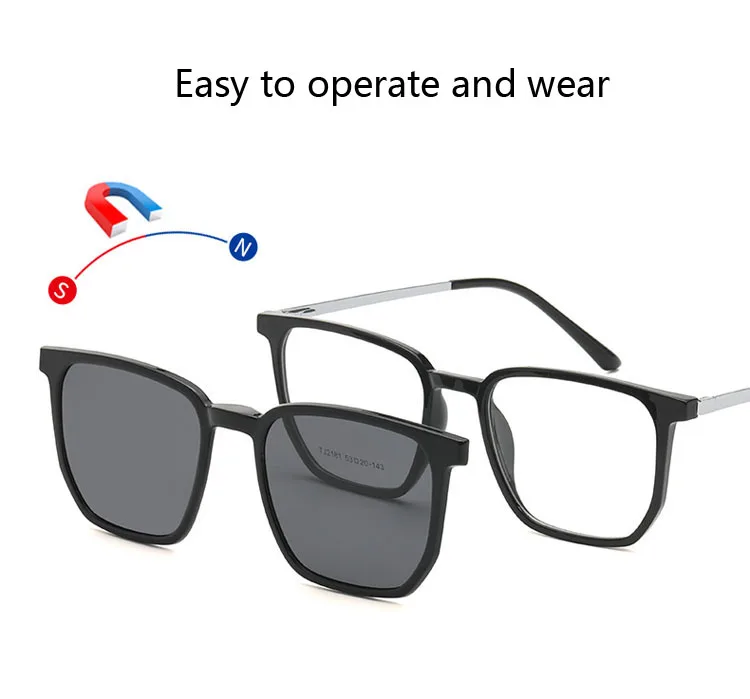 Transparente Brille Magnet Sonnenbrille Clip gespiegelt Magnet clip auf Brille rosa Rezept Myopie Brille Rahmen lila – Detail 1
