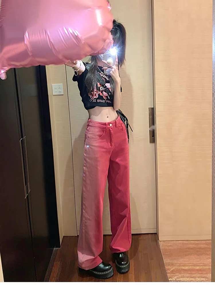 Autumn Streetwear Denim Bagge Mom Jeans High Waist Fashion Jeans Woman Girls  Wide Leg Pants Trousers Female Jean Femme